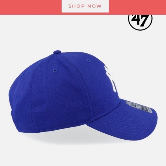 NWT NYC Yankees blue / white cap raised basic adjustable New York 47 brand - Picture 2 of 5